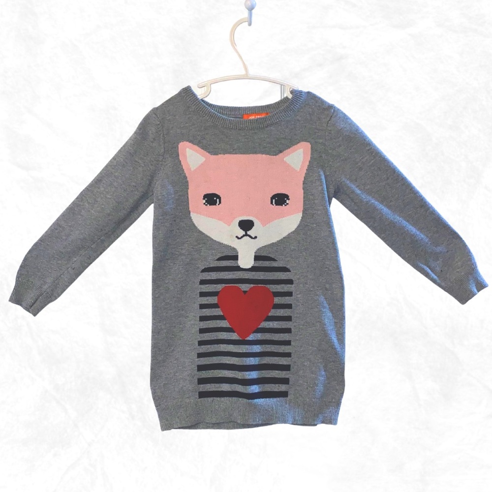BOGO Joe Fresh Pink Fox with Heart Grey Sweater Size 4T